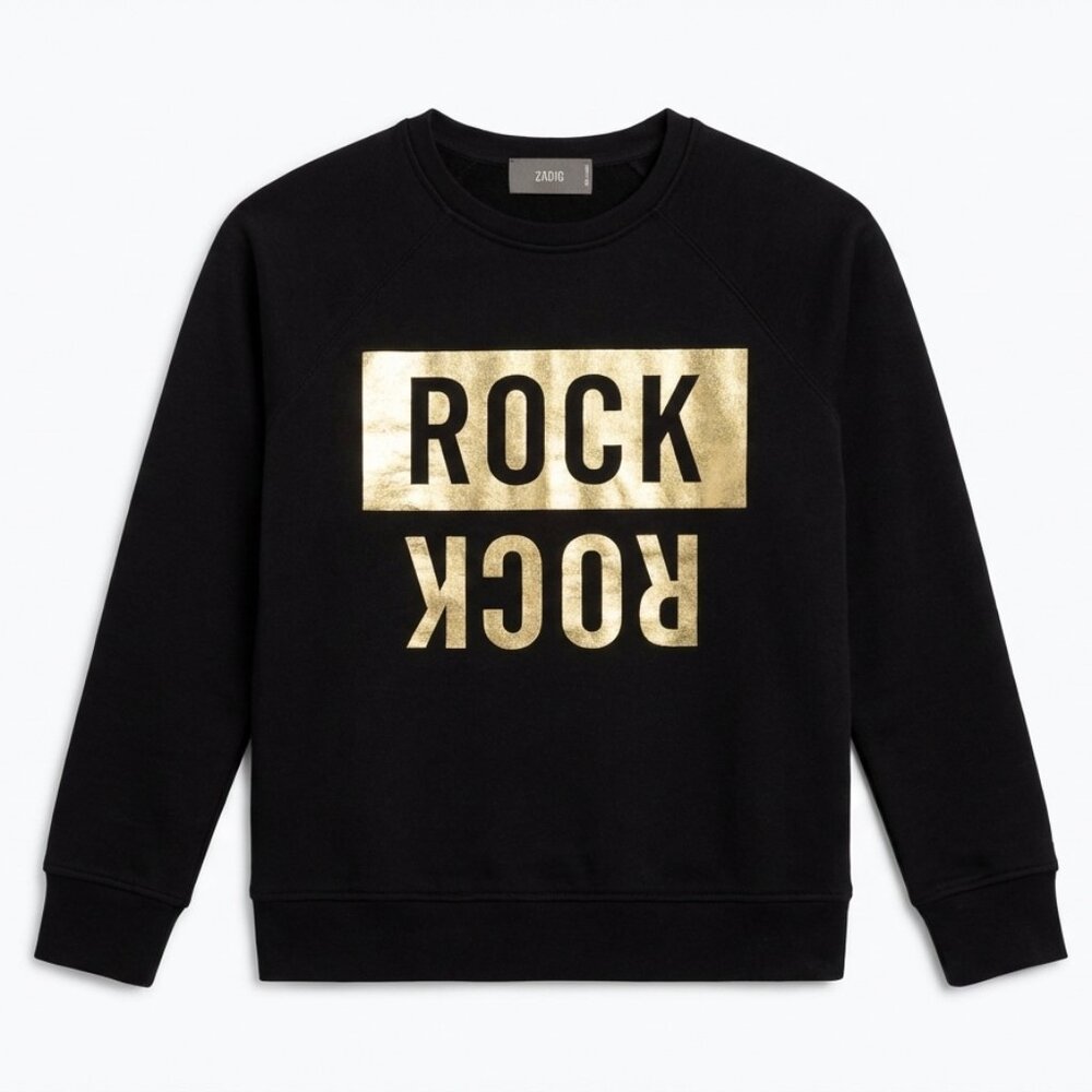 Zadig & Voltaire Rock Graphic Black Gold Sweatshirt S